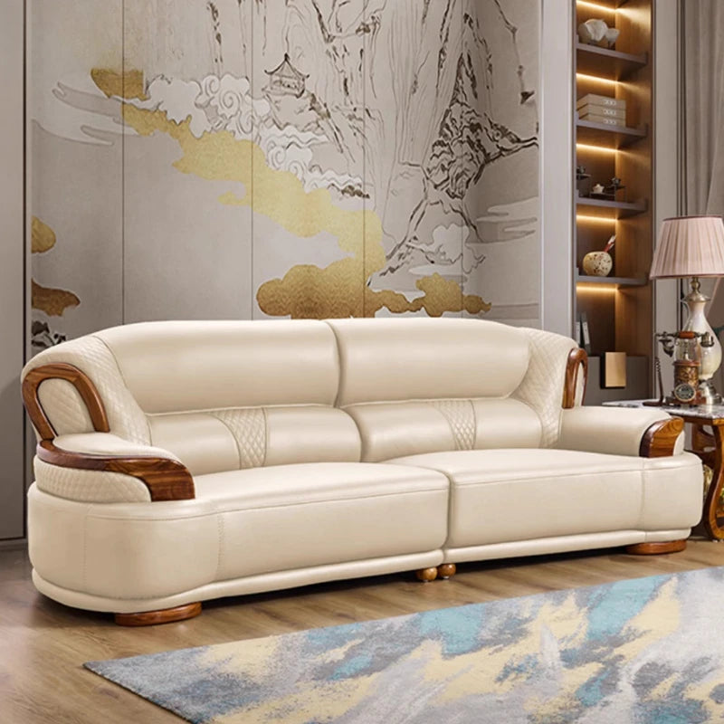 Luxury Living Room Furniture, Leather and Wood, Sold by Individual Pieces