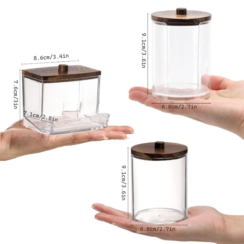 Bathroom Organizer Accessories Set, Q-tip Holder, Cotton balls, Cotton Pads, jars