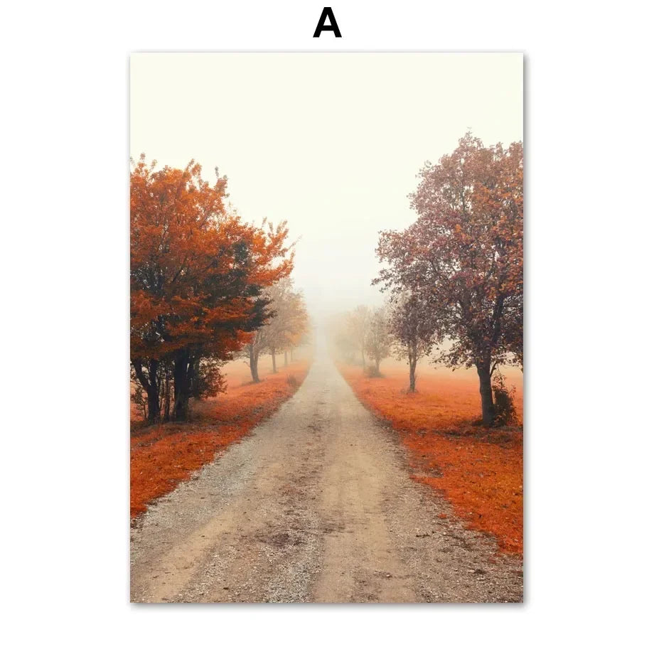 Wall Art Canvas Print Autumn Lake Sunshine Through Tree Maple