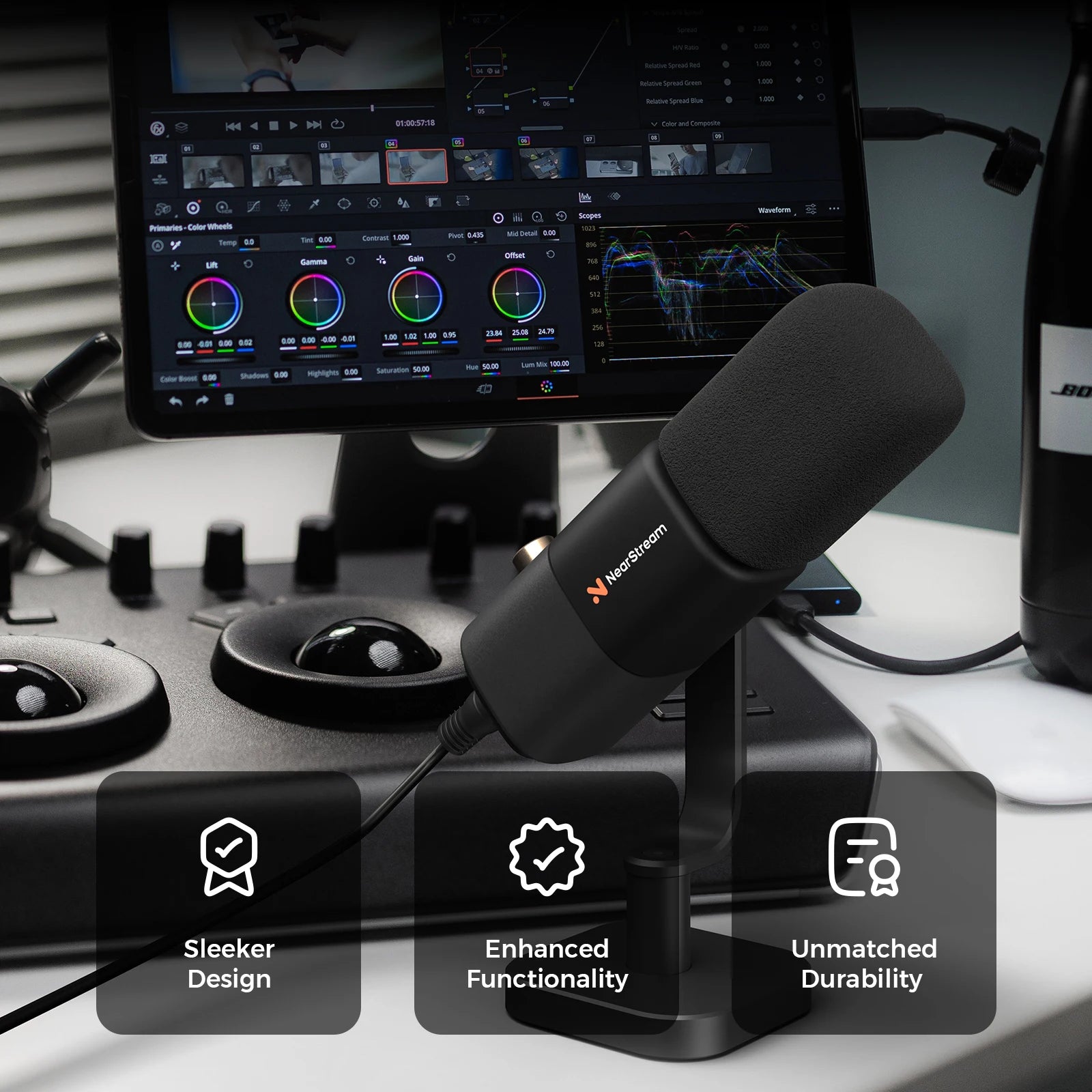 NearStream USB XLR Dynamic Microphone Boom Arm Professional Mic