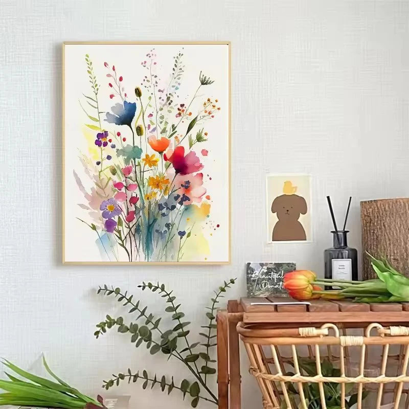 Watercolor Wildflowers Prints On Canvas Joyous Colors