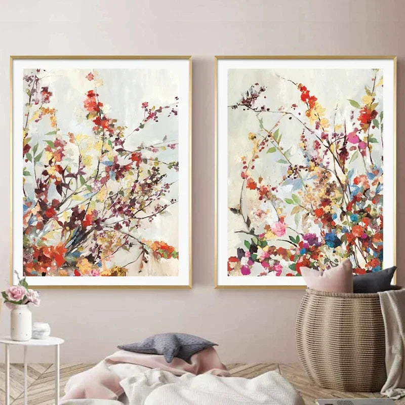 Abstract Flower Wall Art Splash Of Color Canvas Painting