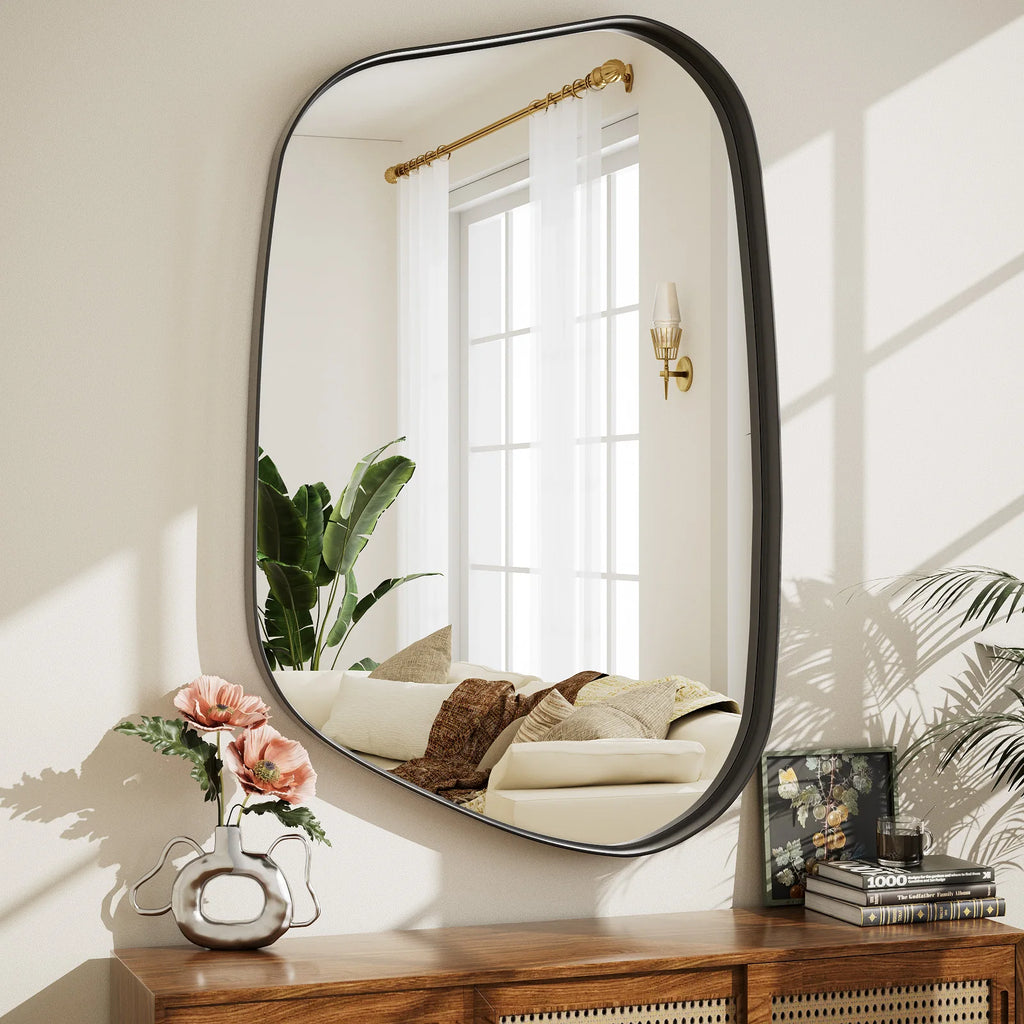 Beartypeak Irregular, Asymmetrical Bathroom Mirror, Wall Mounted. Deep Frame