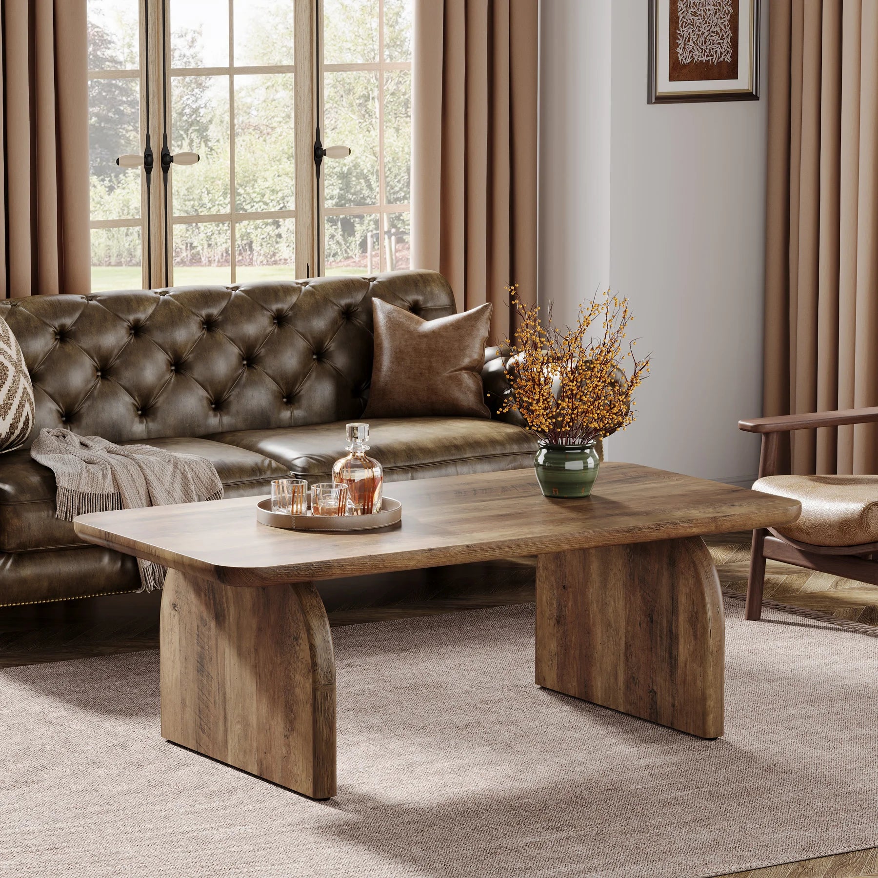 Tribesigns Farmhouse Rectangular Coffee Table