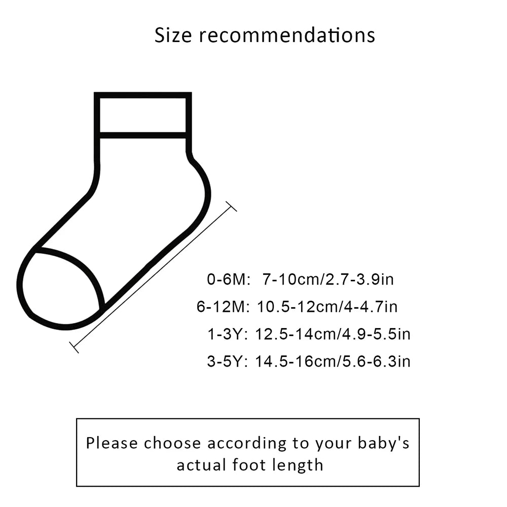 Cartoon Bear Pattern Toddler Baby Socks, 5 Pairs, Comfortable Breathable Footwear