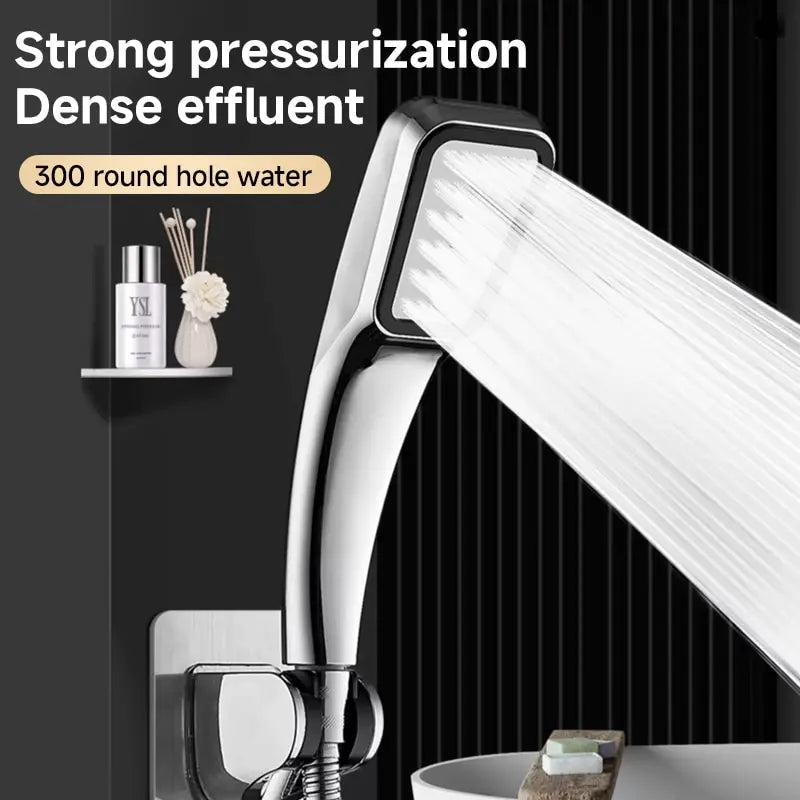 300 Holes Pressurized Showerhead Hand Held Shower Head, Water Saving Rainfall Spray