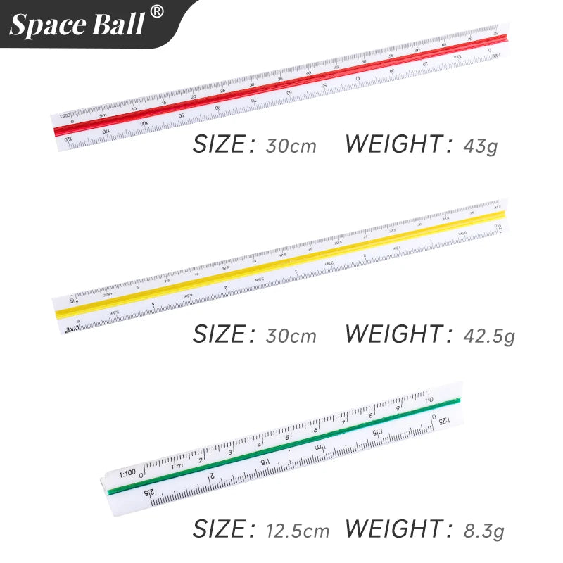 Multi-functional Triangle Ruler  12.5/30cm Drafting Tool Scale Ruler Architect Technical Ruler