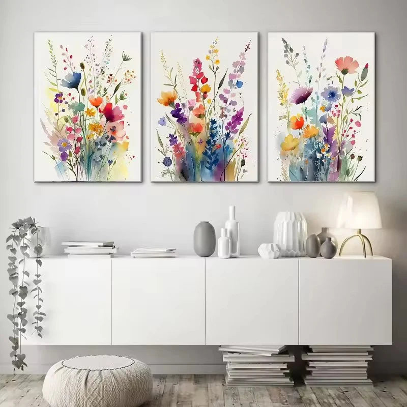 Watercolor Wildflowers Prints On Canvas Joyous Colors