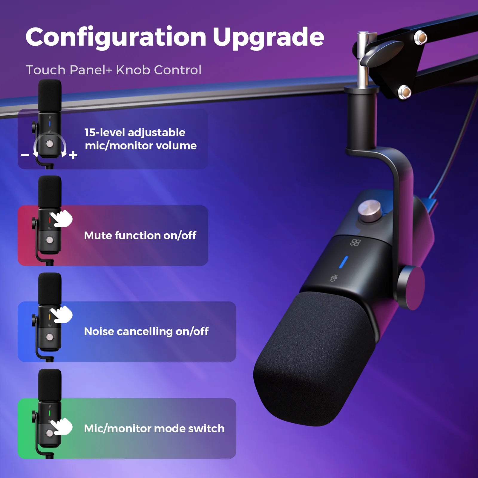 NearStream USB XLR Dynamic Microphone Boom Arm Professional Mic