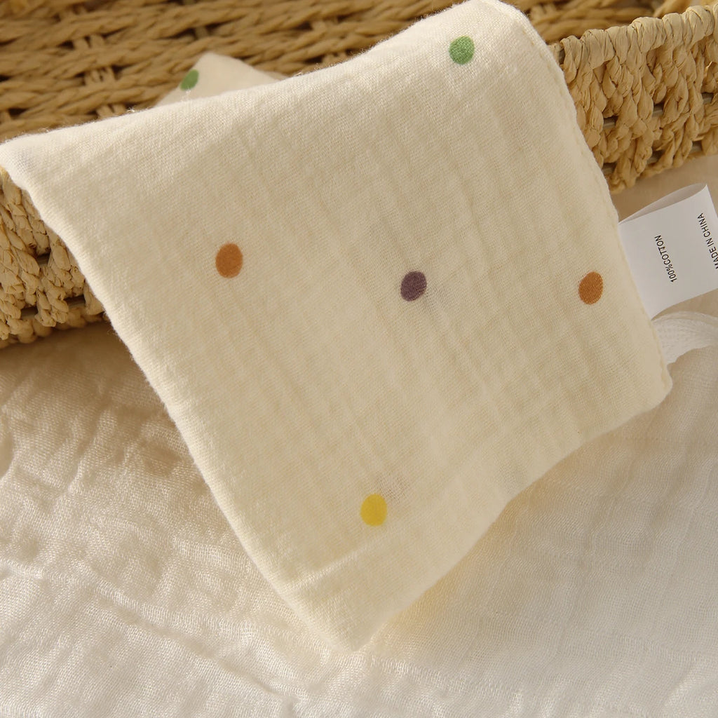 5 Baby Washcloths, Newborn Burp Cloth, Square Towels, 6 Layers Pure Cotton