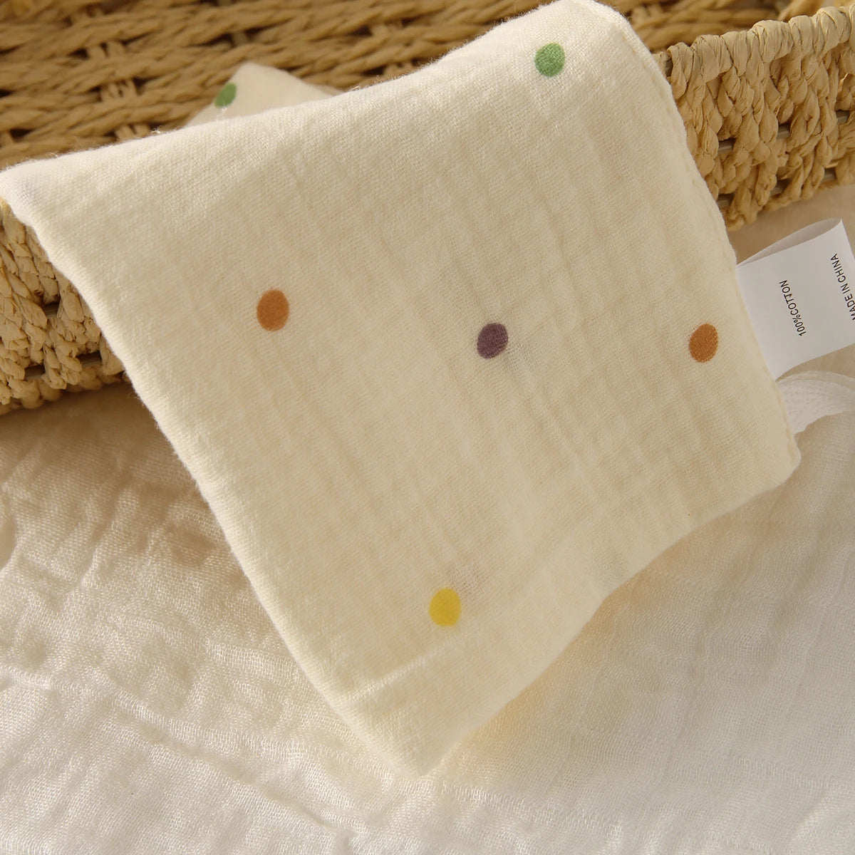 5 Baby Washcloths, Newborn Burp Cloth, Square Towels, 6 Layers Pure Cotton