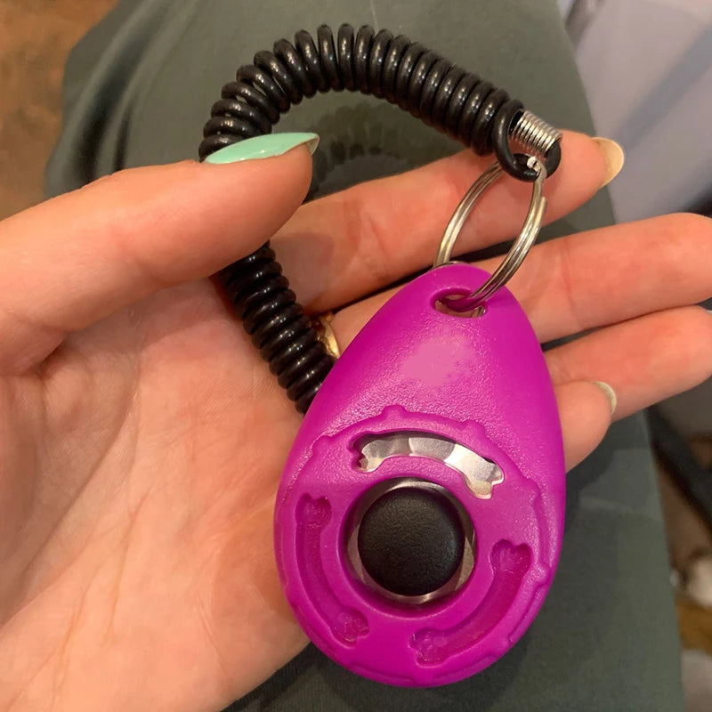 Dog Training Clicker Adjustable Wrist Strap Key Chain