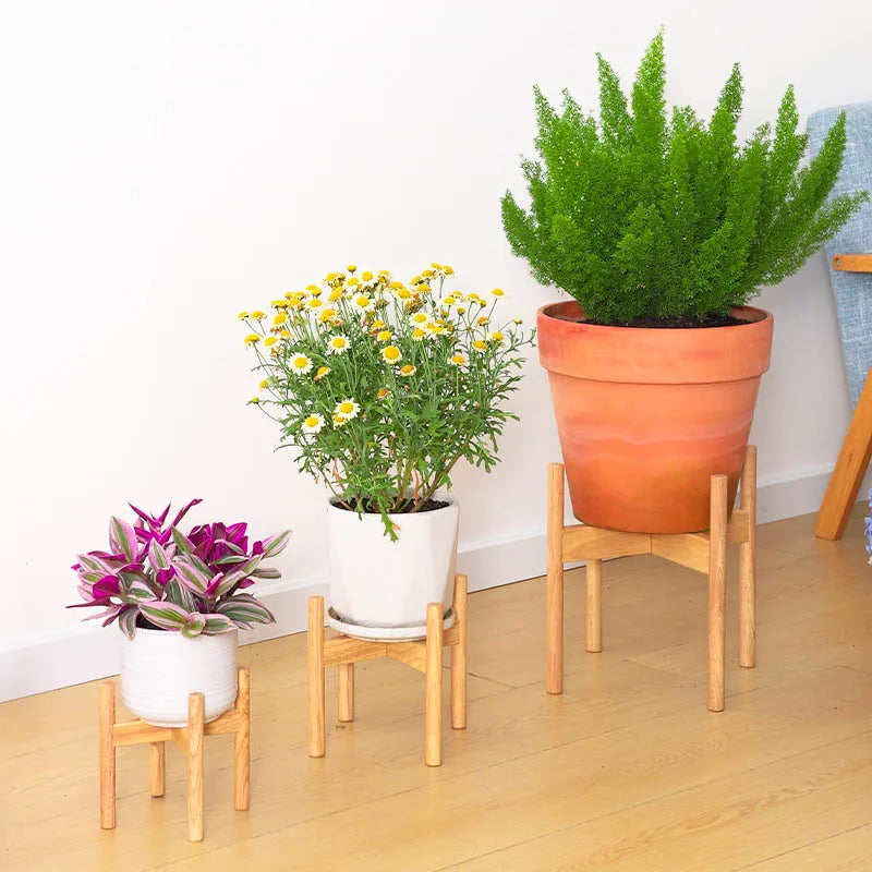 Solid Wood Flower Plant Holder, Garden, Balcony Decor