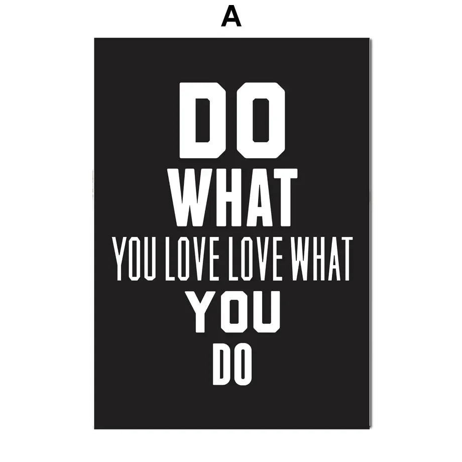 Print Black on White Canvas Painting Motivational Inspiring Quotes