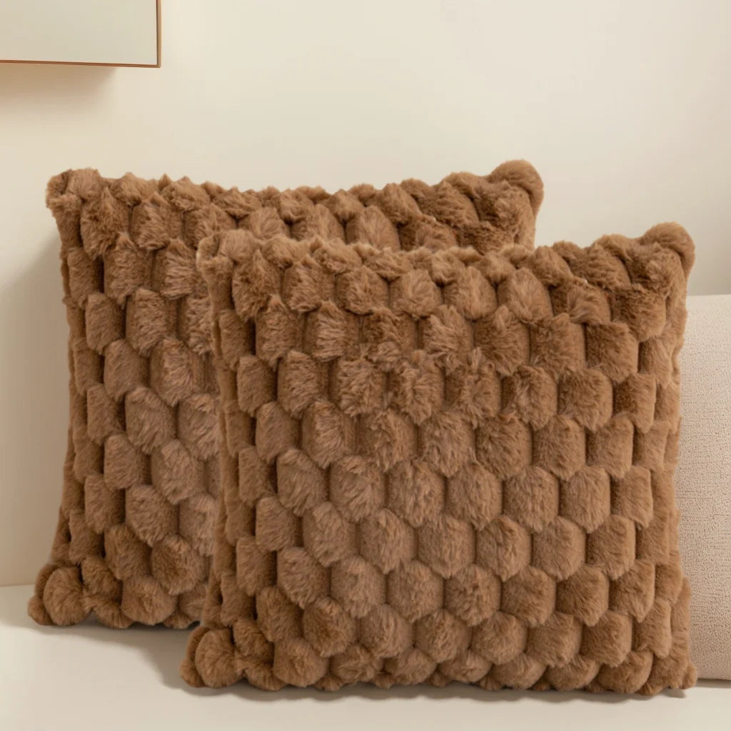 Pack Of Two Artificial Plush Fur. Decorative Throw Pillows. No Pillow Core
 ﻿