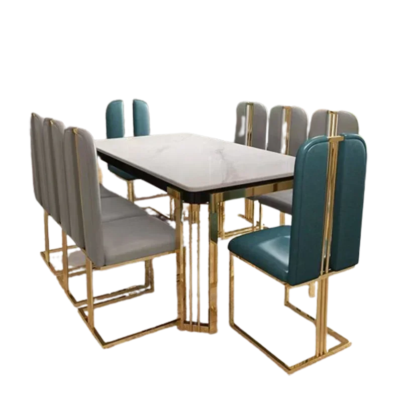 Metal Nordic Dining Table, Chairs, Marble Effect