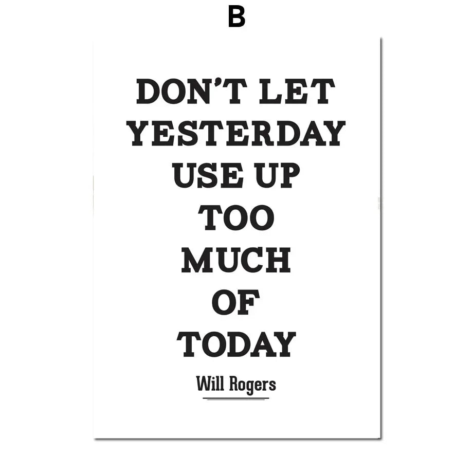 Print Black on White Canvas Painting Motivational Inspiring Quotes