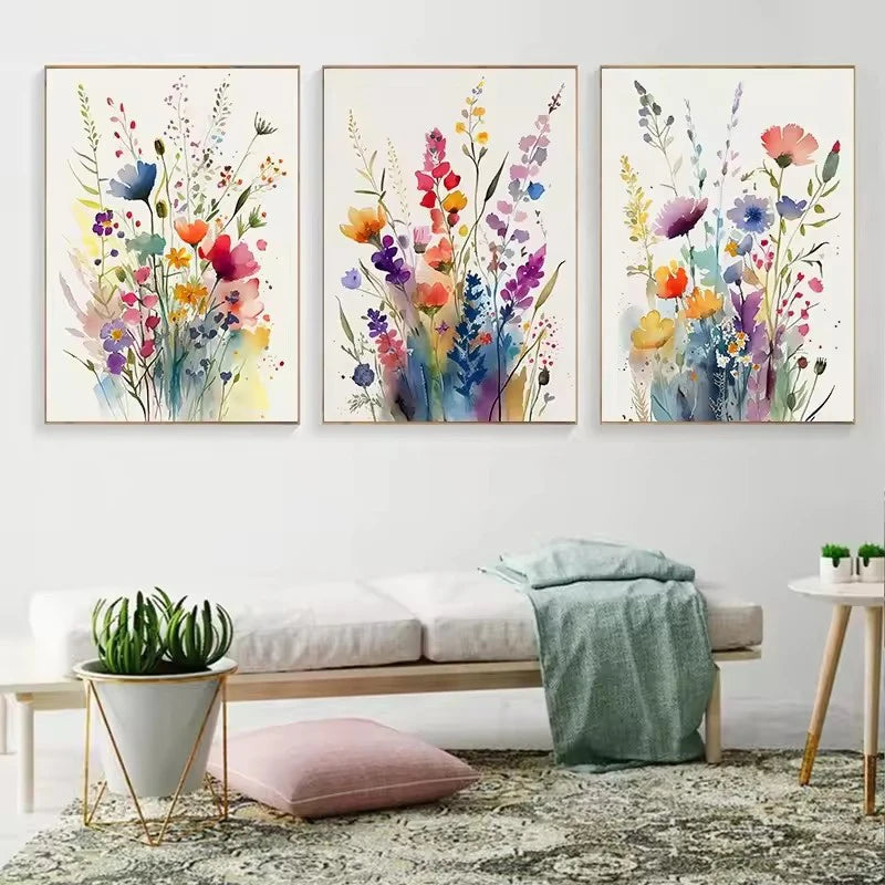 Watercolor Wildflowers Prints On Canvas Joyous Colors