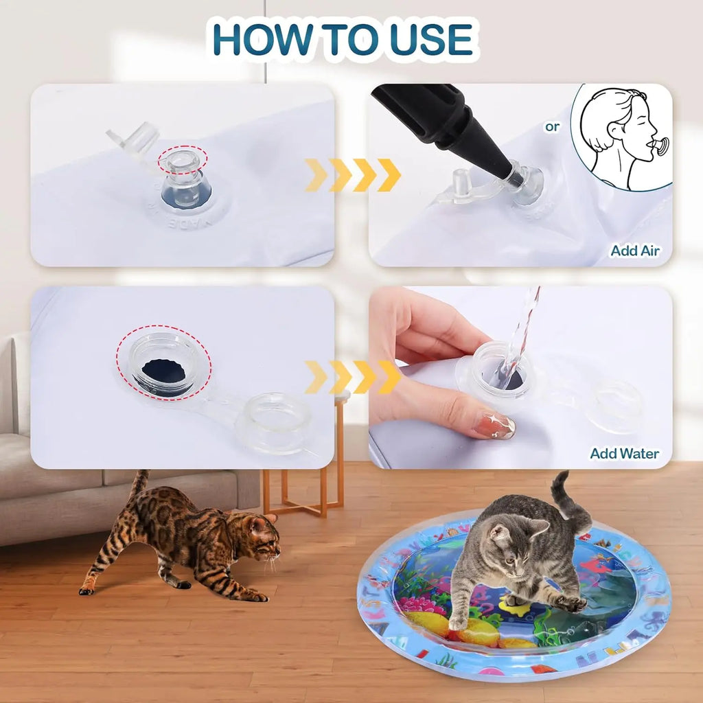 Pet Water Sensory Interactive Self Play Toy for Cats and Small Dogs Thickened Cooling Pad