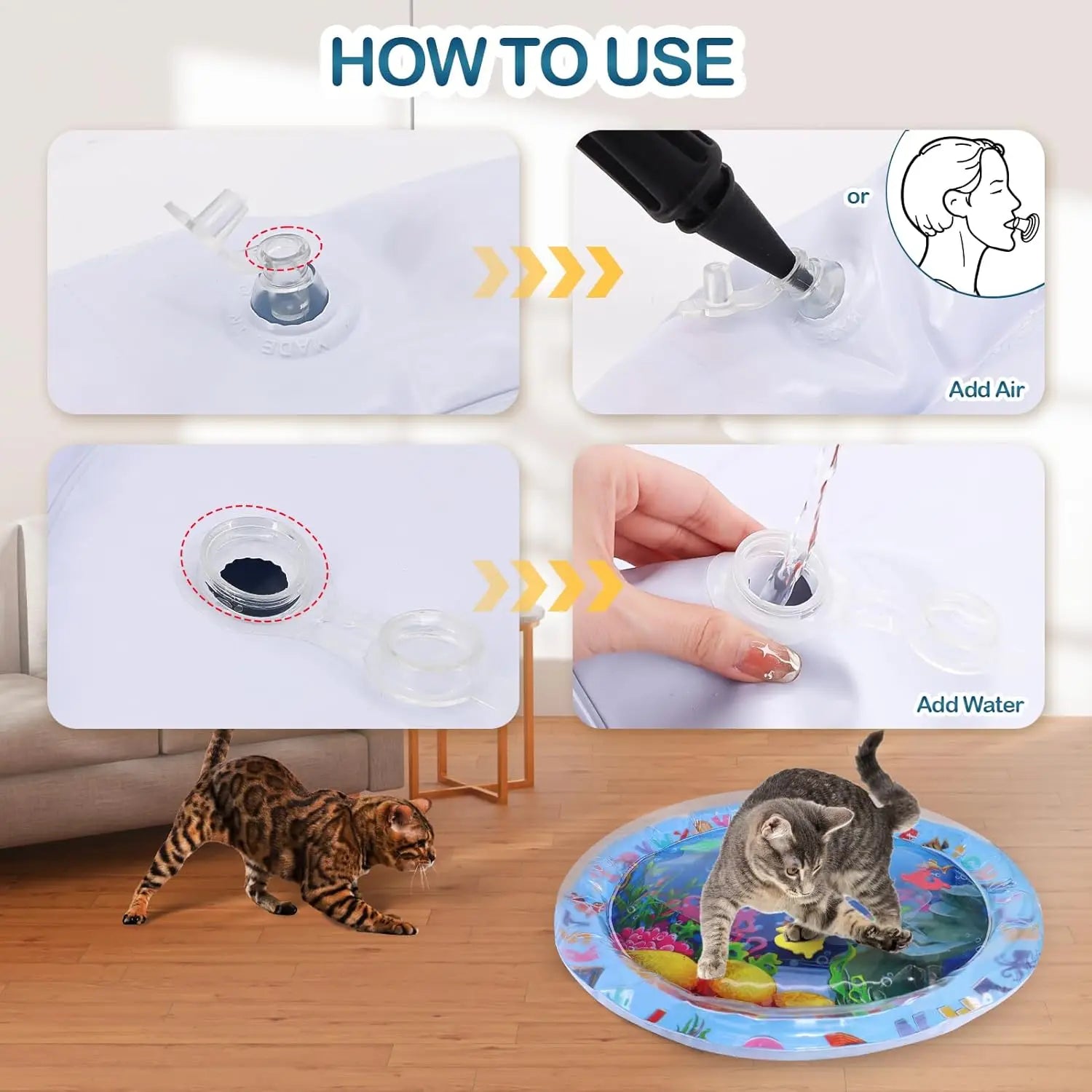 Pet Water Sensory Interactive Self Play Toy for Cats and Small Dogs Thickened Cooling Pad