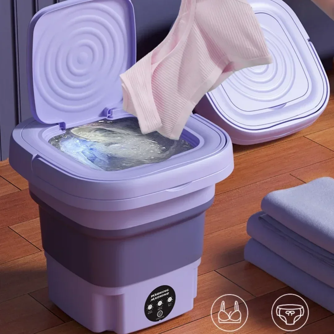 Portable Washing Machine, 8L Small Foldable Spin Dryer, Mini Laundry for Socks and Underwear Lightweight Efficient