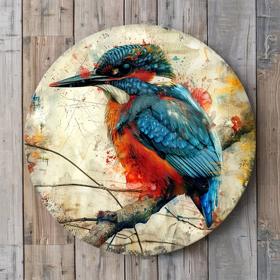 Kingfisher Aluminum Wall Art - Vibrant Multi-Colored Design on White Background