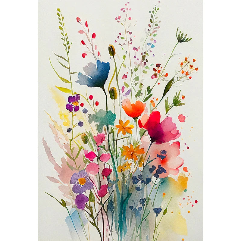 Watercolor Wildflowers Prints On Canvas Joyous Colors