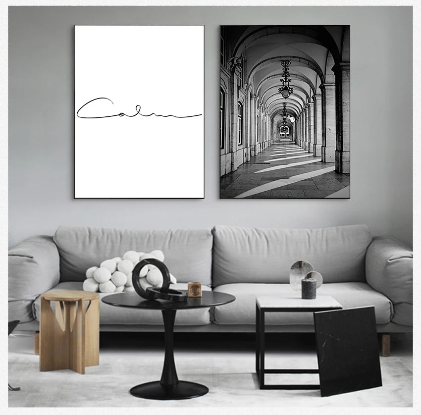 Wall Art Prints Scandinavian Nordic Black and White, Canvas