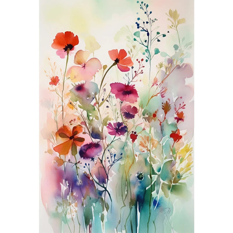 Watercolor Wildflowers Prints On Canvas Joyous Colors