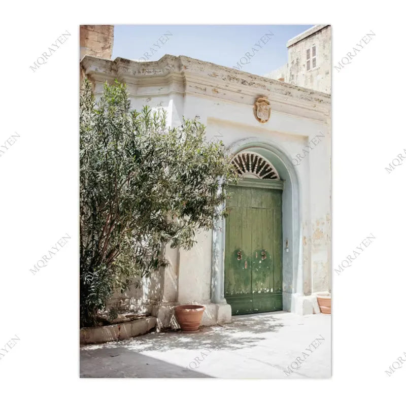 Scandinavian Bohemian Wall Art. Spanish Italy Puglia Architecture, Print on Canvas