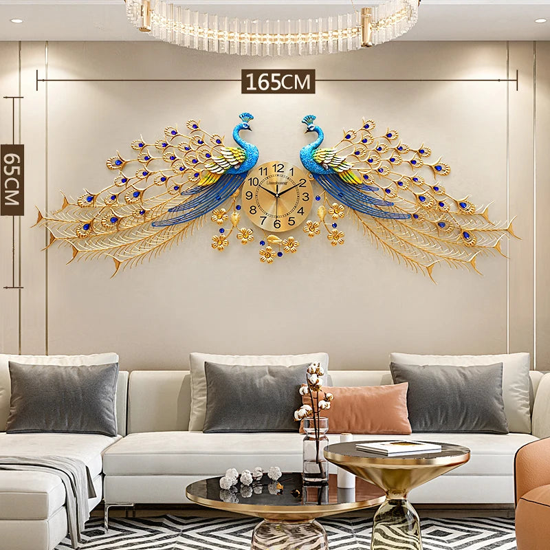 Peacock Design Wall Clock, Silent Non-Ticking Quartz Clock
