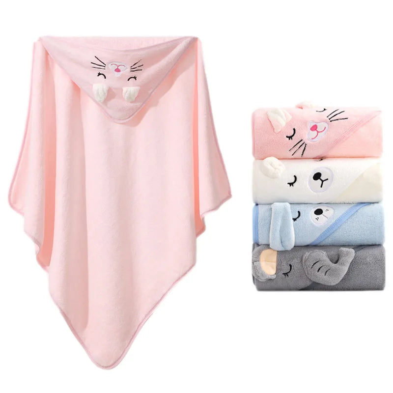 Cartoon Animal Hooded Bath Towel, Use As Blanket, Bathrobe, Swaddle