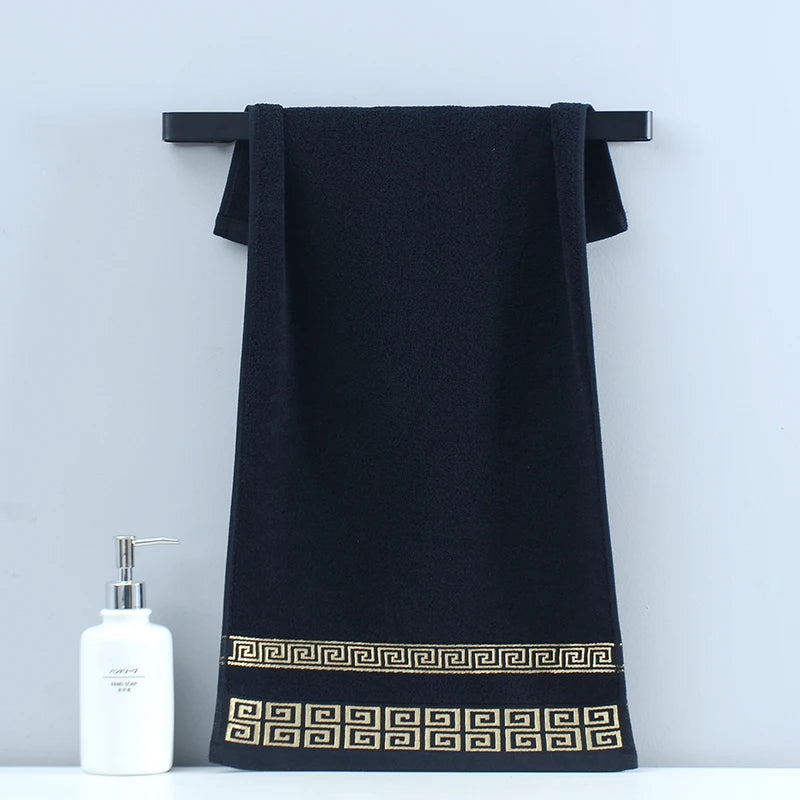 1/4/6pcs Black Cotton Towels, Embroidered Hotel Quality Bath Towels, Thicken Face Towels
