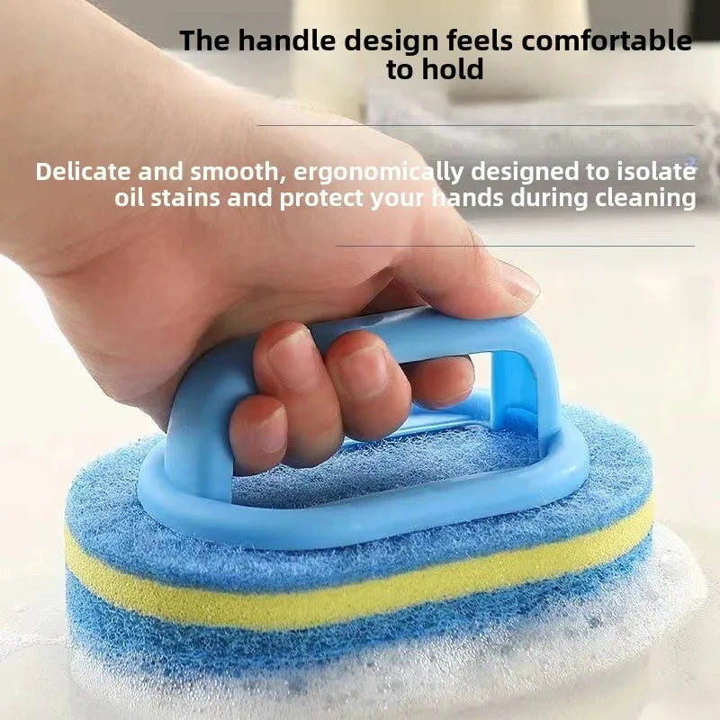 1/3 Pcs Household Cleaning Brush, Magic Handle Sponge For Easy Cleaning. Bathroom, Kitchen, Walls, Windows