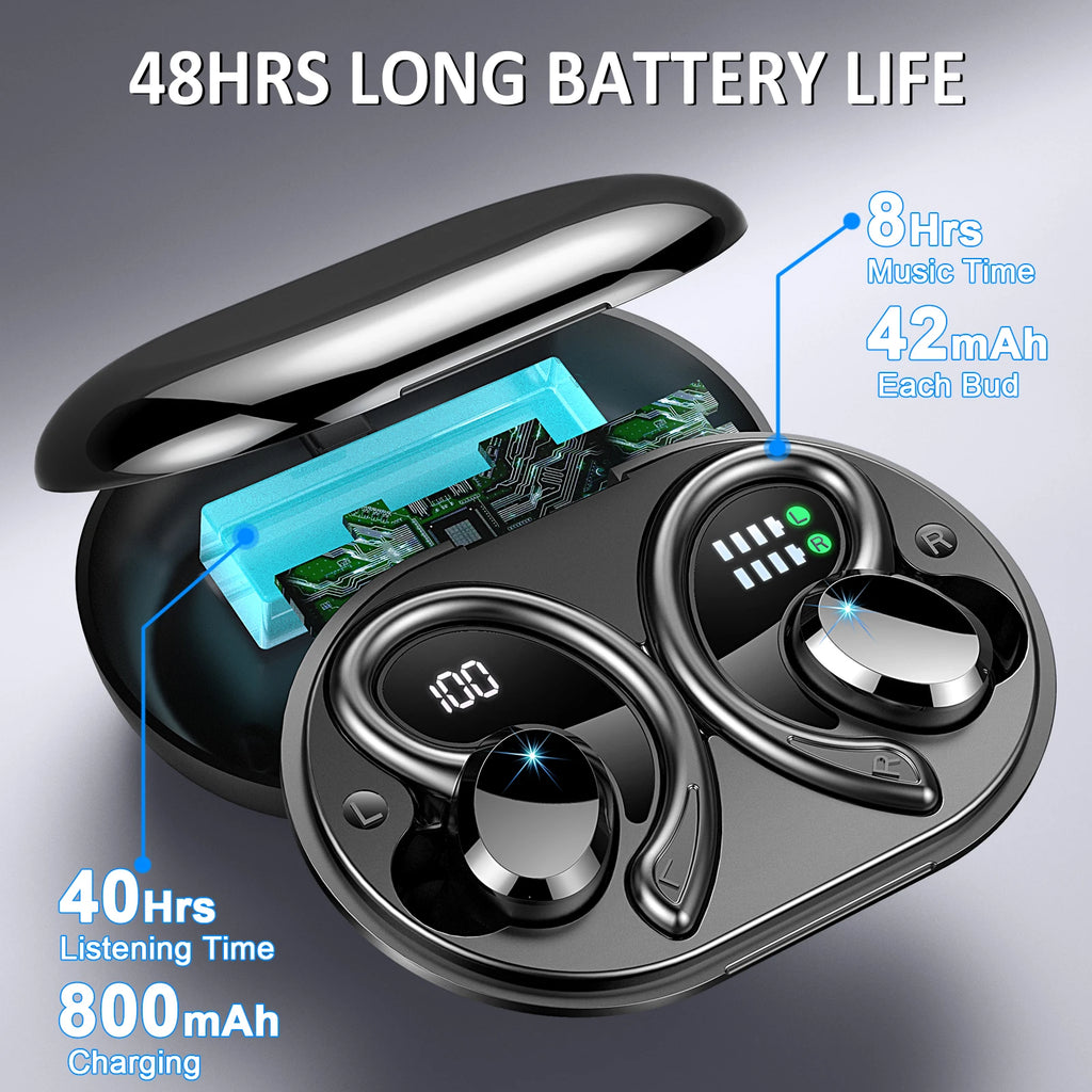 Wireless Earbuds, Bluetooth 5.3 Earbuds Stereo Bass, Noise Cancelling Mic., Waterproof, 40h Playback