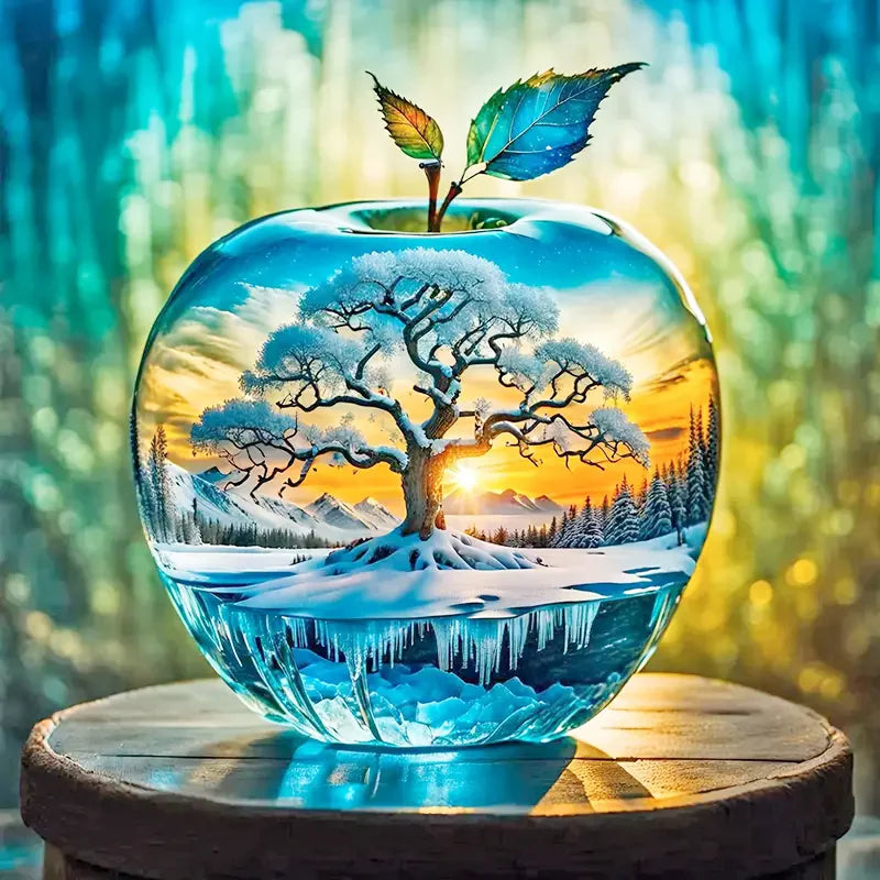 Evershine 5D Diamond Painting, Apple Diamond Mosaic Snow Landscape, Rhinestones