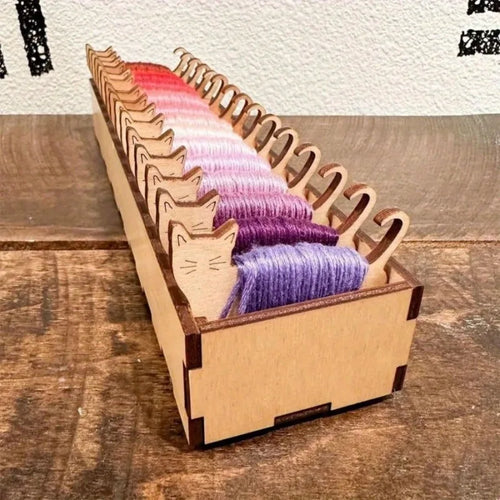 1 Spool Set For Yarn Storage, Wood, Dog, Sheep, Cat, Rabbit Shapes
