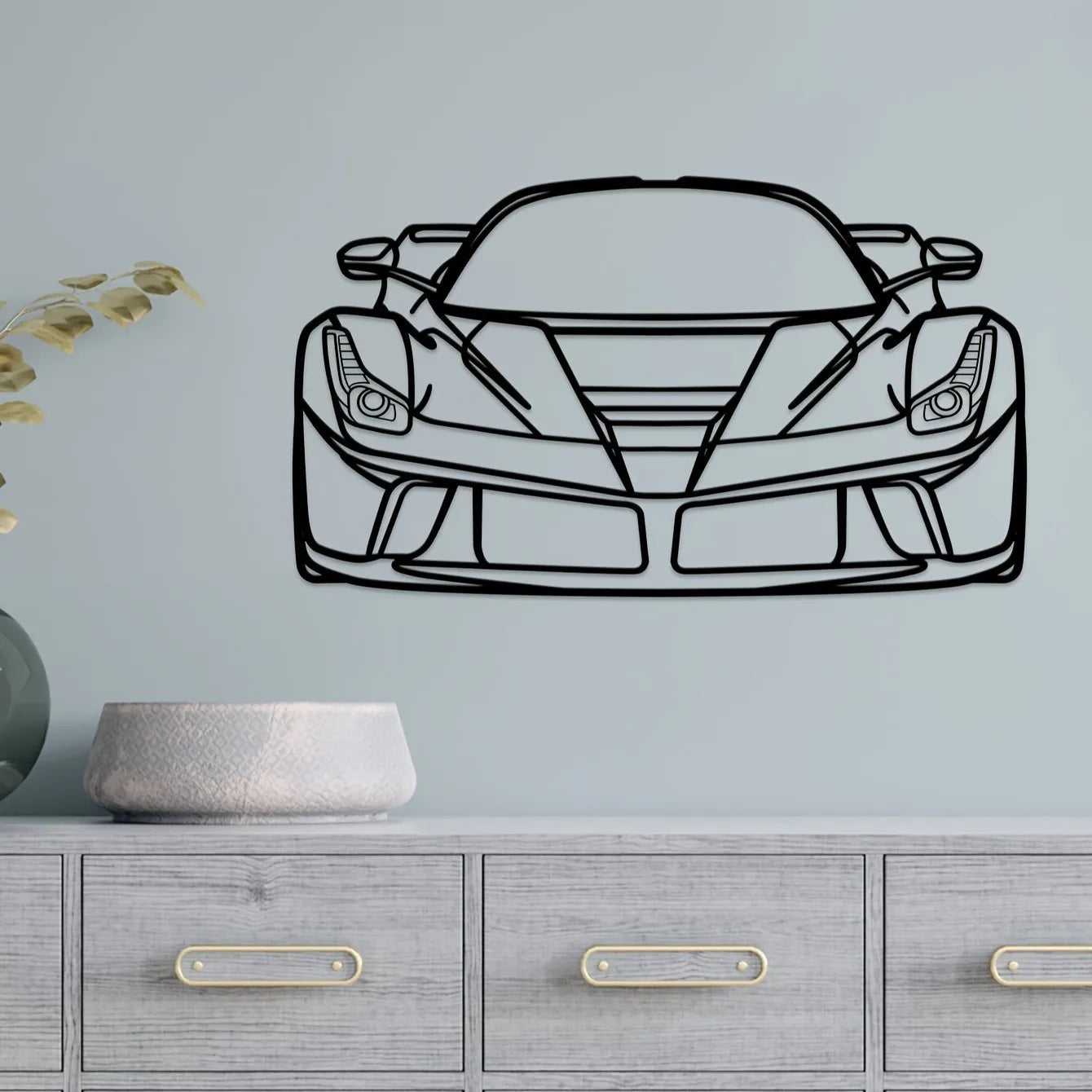 Black Metal Wall Art Sports Car