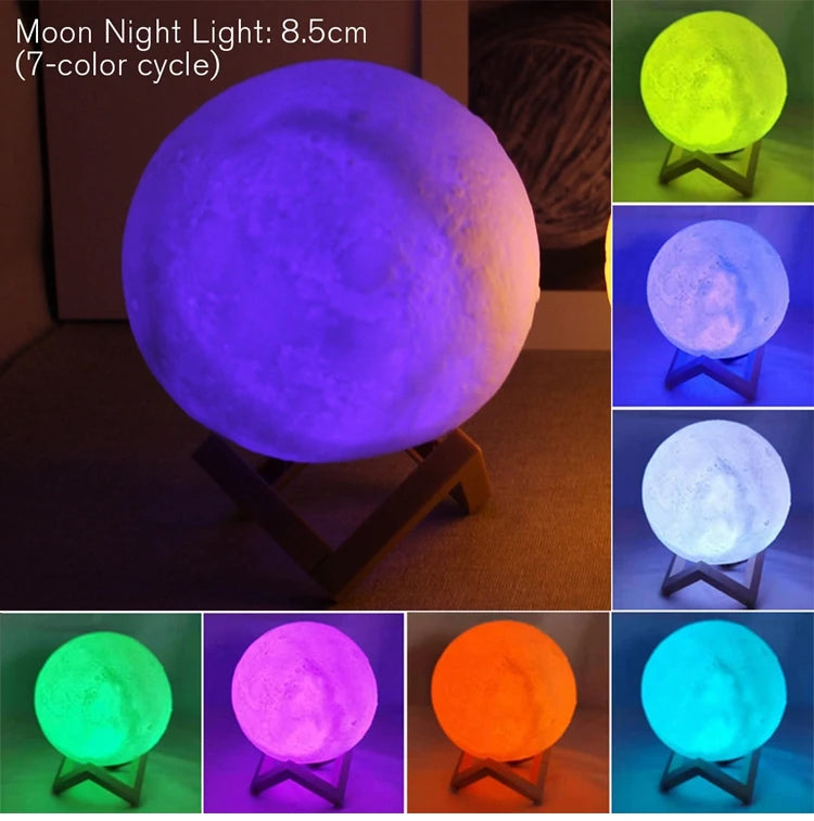 8cm Moon Lamp, LED night Light With Stand