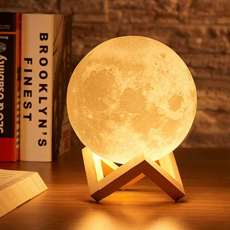 8cm Moon Lamp, LED night Light With Stand
