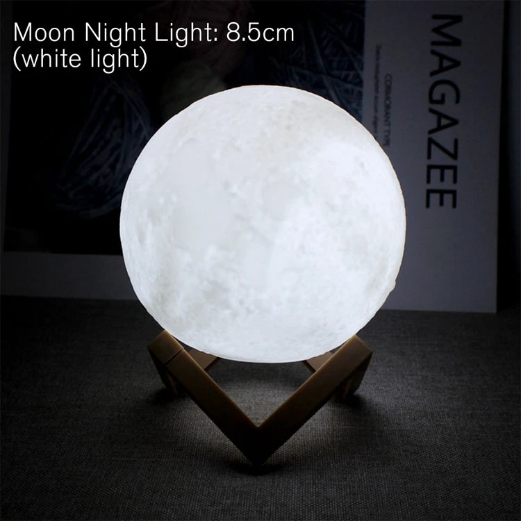 8cm Moon Lamp, LED night Light With Stand