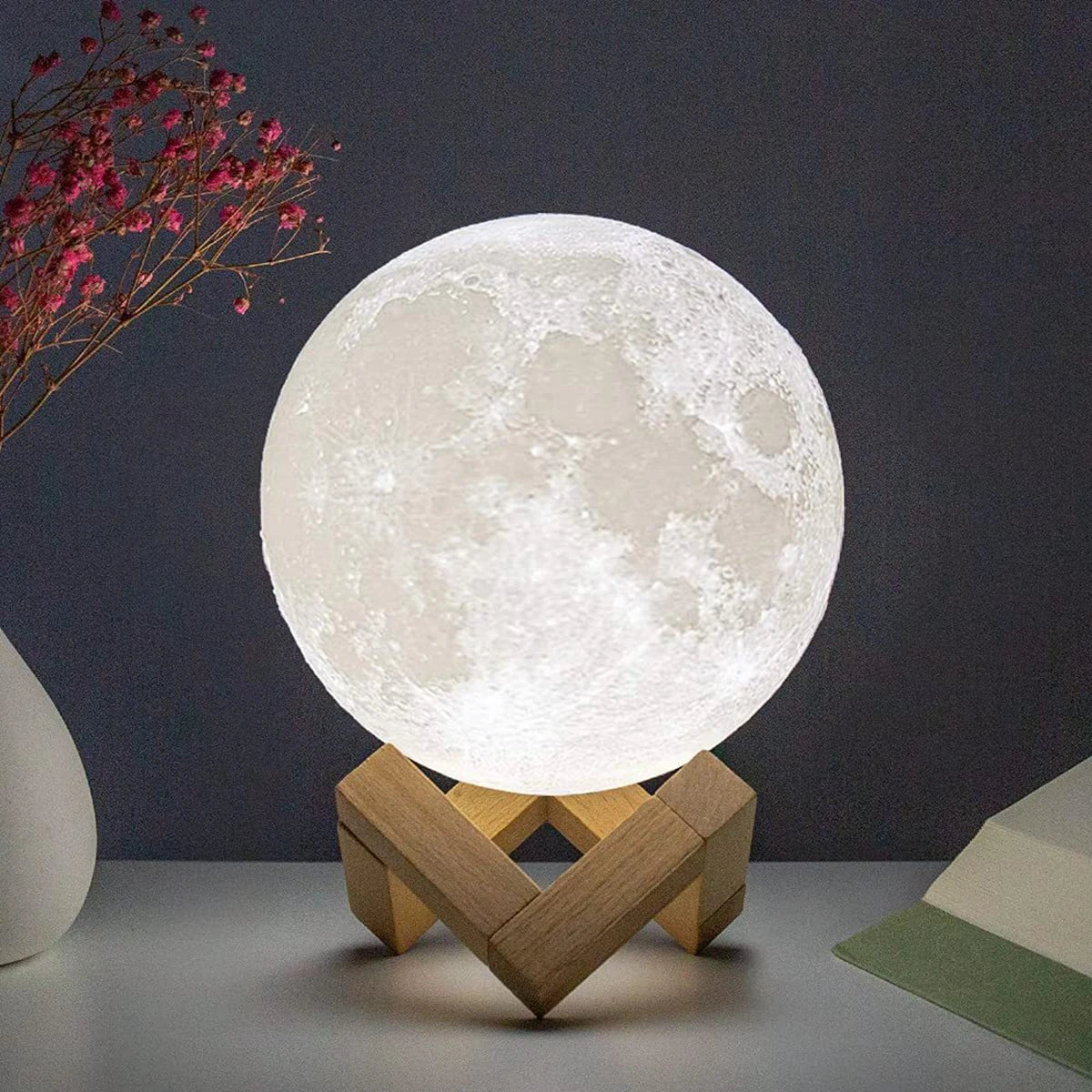8cm Moon Lamp, LED night Light With Stand