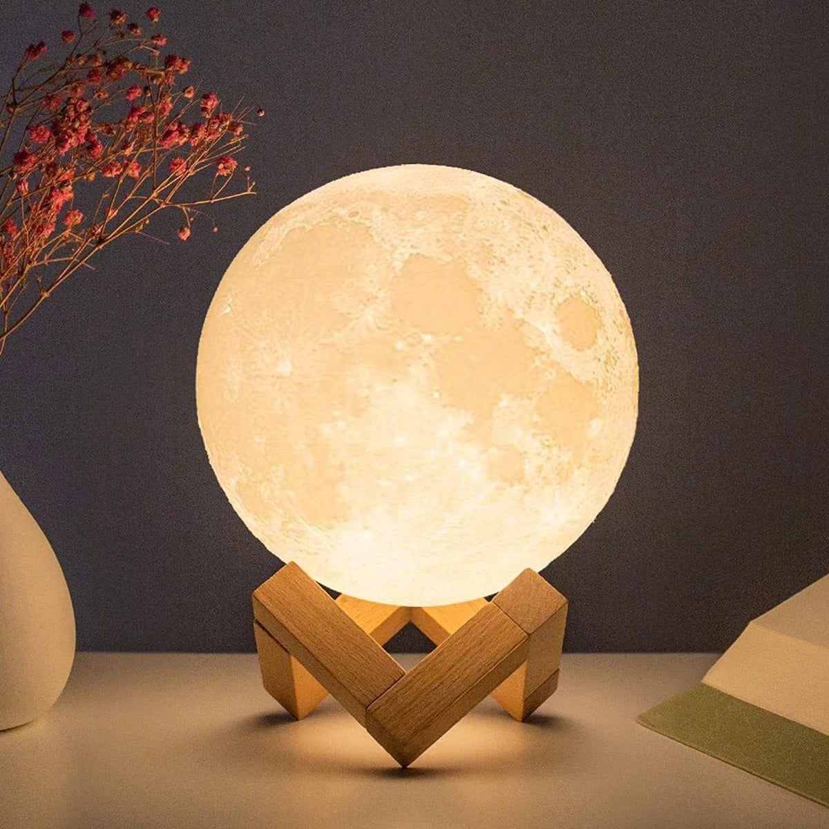8cm Moon Lamp, LED night Light With Stand